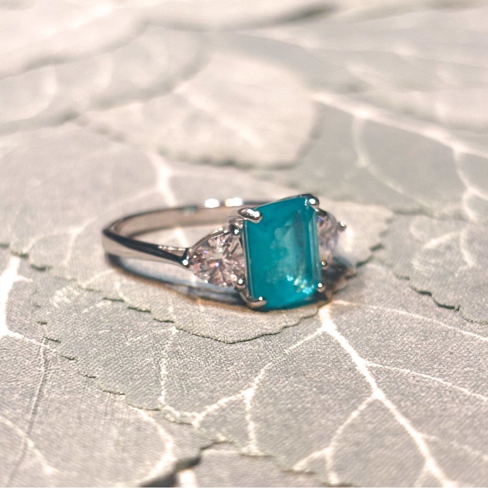 925 ring with aquamarine stone